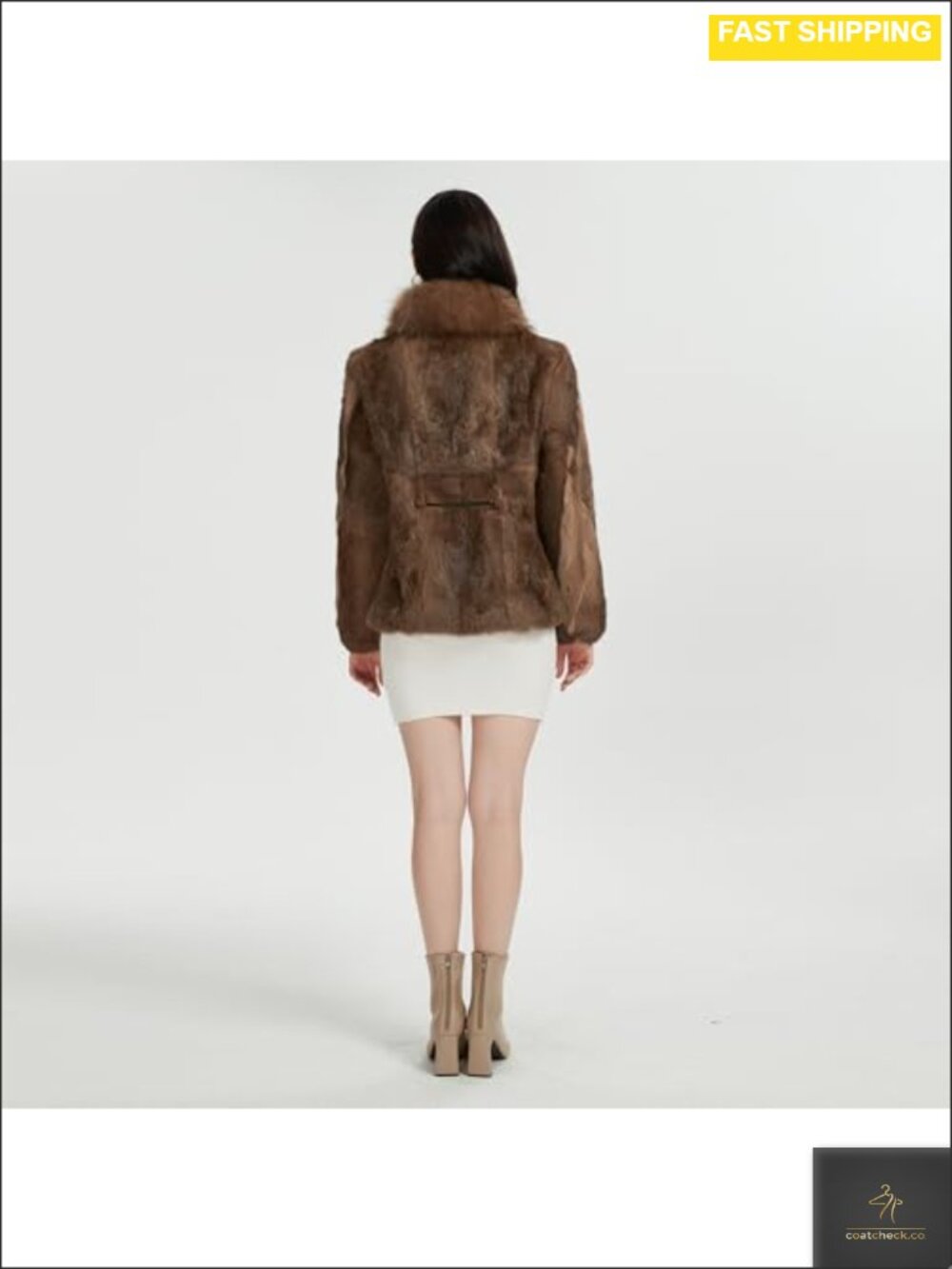 Genuine Rabbit Fur Coat Fuzzy Warm Winter Outerwear - Picture 2 of 6